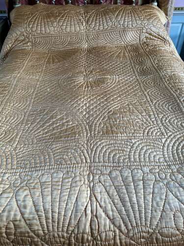 Antique Welsh Hand Stitched Reversible Double Quilt