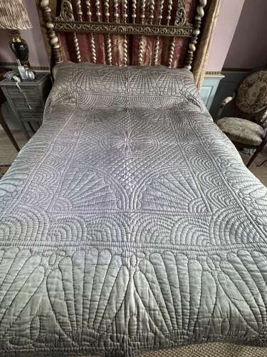 Antique Welsh Hand Stitched Reversible Double Quilt