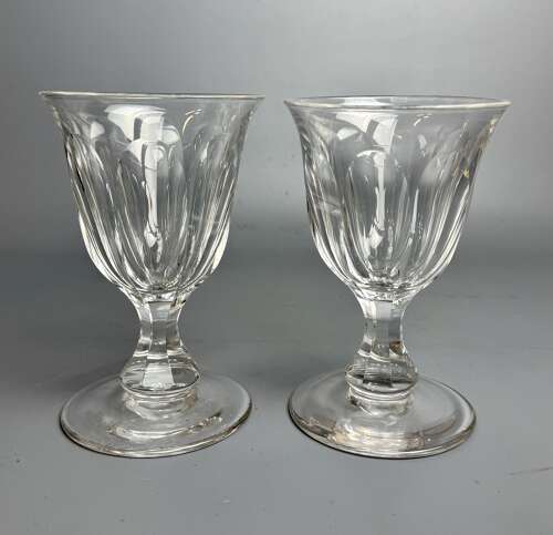 Large Pair of Victorian Cut Glass Rummers