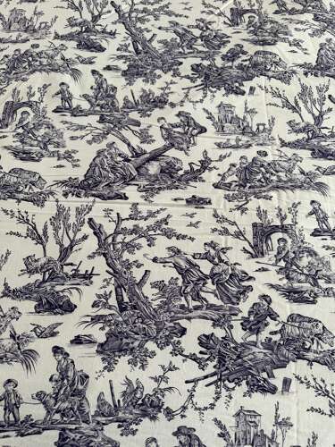 Vintage French Purple Toile de Jouy Bed Cover / Throw