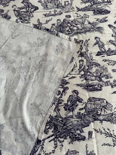 Vintage French Purple Toile de Jouy Bed Cover / Throw