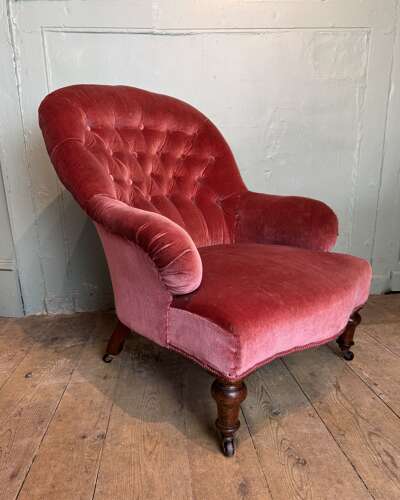 Victorian Iron Framed Button Back Armchair