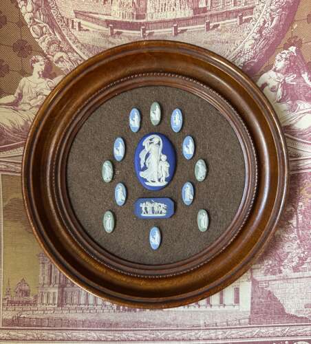 Framed Collection of 19th Century Wedgwood Jasperware Cameos