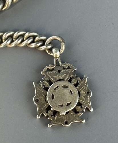 Heavyweight Victorian Silver Albert Watch Chain with Fob