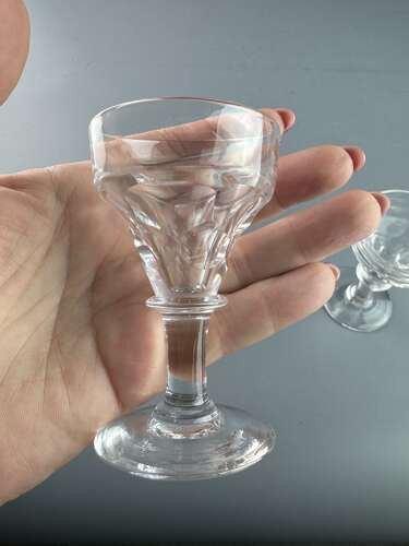 A Pair of Victorian Deception / Toasting Glasses with Facet Cut Bowls