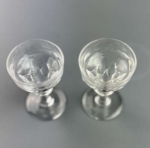 A Pair of Victorian Deception / Toasting Glasses with Facet Cut Bowls