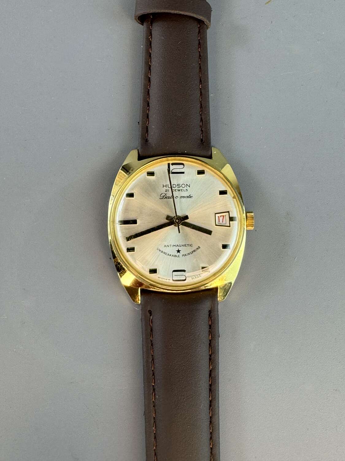 Vintage 1970s Hudson Date-0-Matic Automatic Gentleman's Wristwatch - New Old Stock