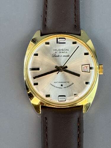 Vintage 1970s Hudson Date-0-Matic Automatic Gentleman's Wristwatch - New Old Stock