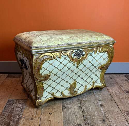Vintage Venetian Painted & Gilt Ottoman