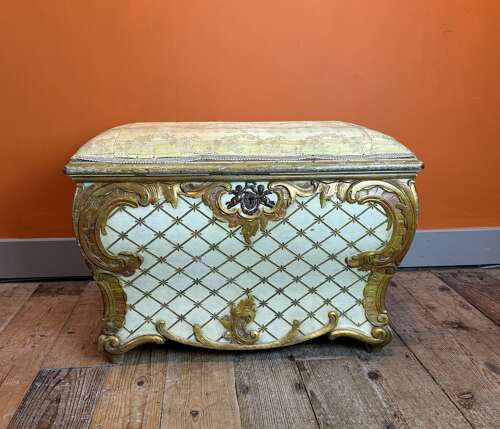 Vintage Venetian Painted & Gilt Ottoman