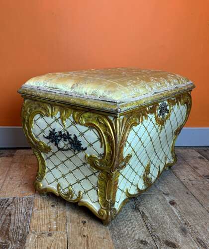Vintage Venetian Painted & Gilt Ottoman
