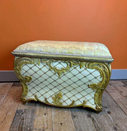 Vintage Venetian Painted & Gilt Ottoman