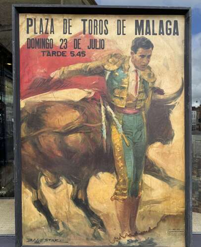 Vicente Ballestar - Toros de Malaga Bullfighting Poster featuring Matador Domingo Ortega
