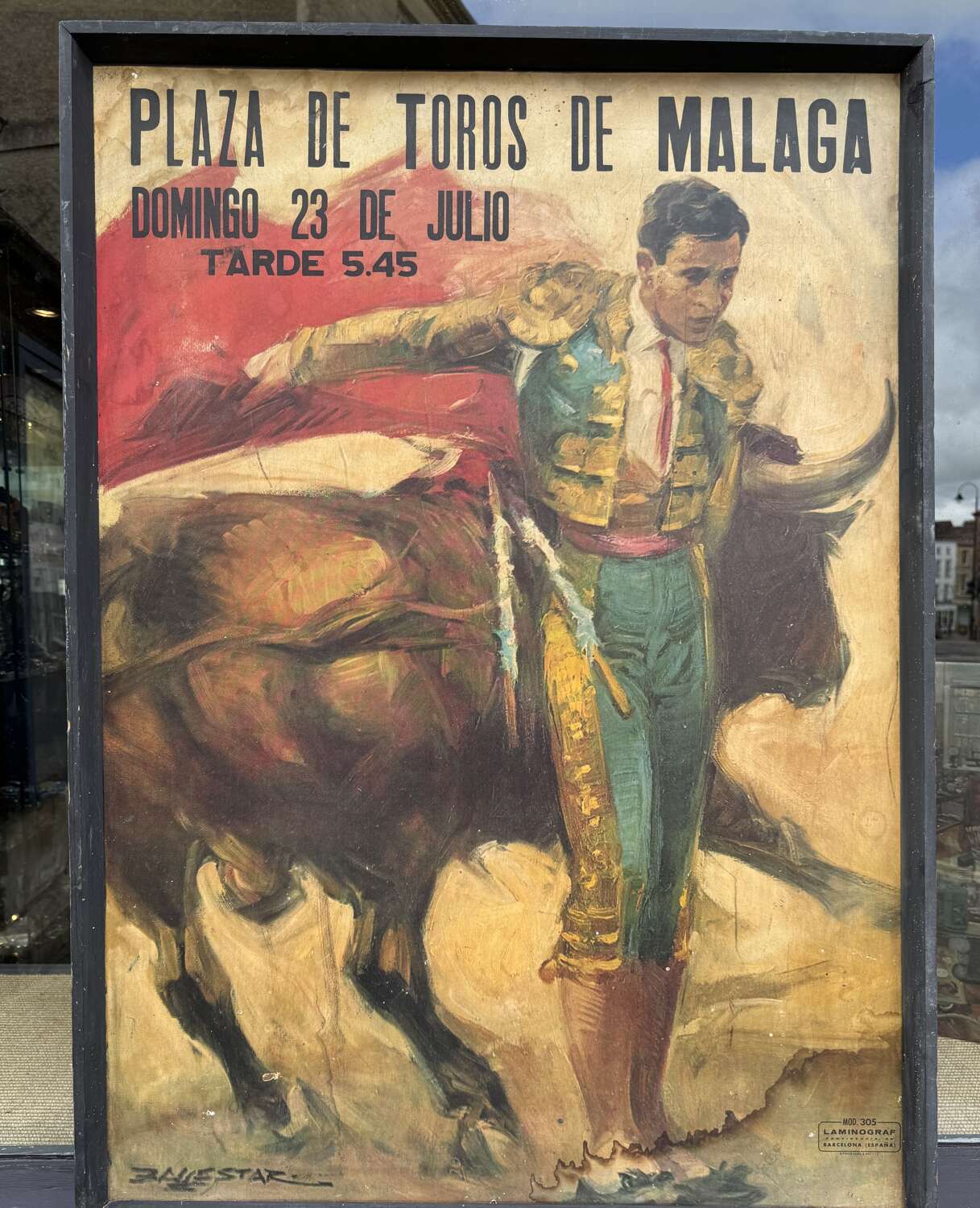 Vicente Ballestar - Toros de Malaga Bullfighting Poster featuring Matador Domingo Ortega