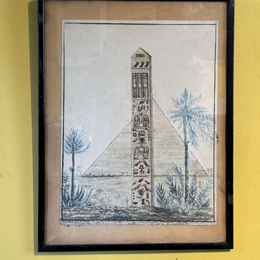 Naive 19th Century Watercolur of Cleopatra's Needle