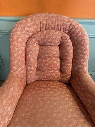 Victorian Iron Framed Button Back Armchair for Recovering