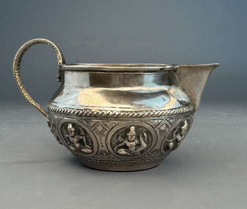 Antique Indian Silver Cream Jug with Snake Handle