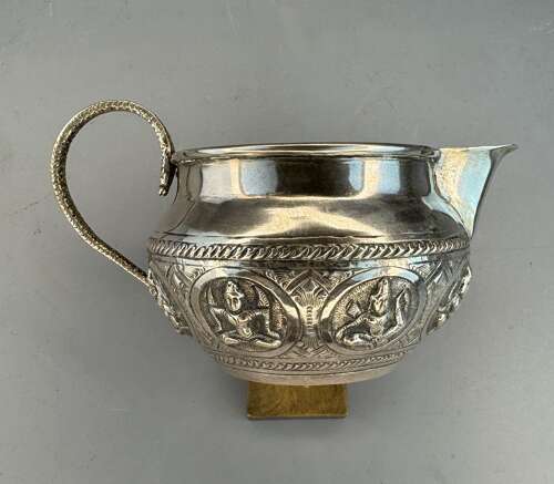 Antique Indian Silver Cream Jug with Snake Handle