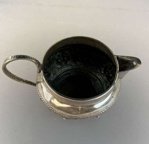 Antique Indian Silver Cream Jug with Snake Handle