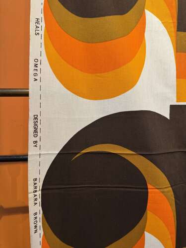 1960's Barbara Brown for Heals Omega Fabric, 4.85 Metres - Unused Old Stock