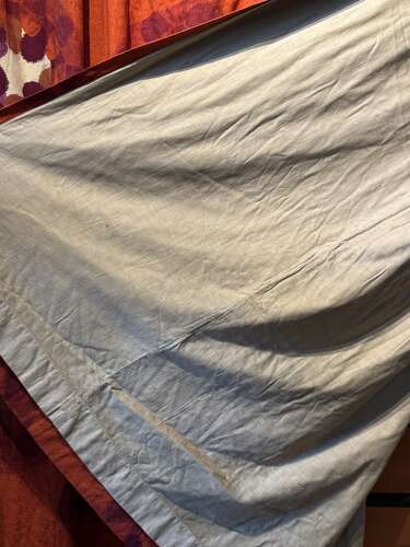 Pair of 1960s Red & White Barkcloth Curtains