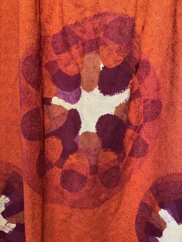 Pair of Red & White Barkcloth Curtains