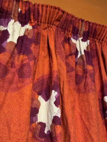 Pair of Red & White Barkcloth Curtains