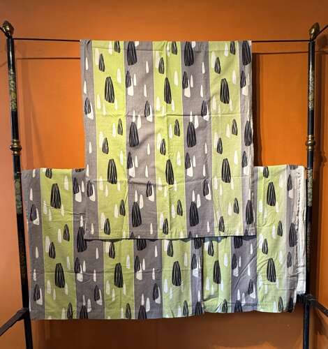 Three Sections of 1950s Barkcloth Fabric