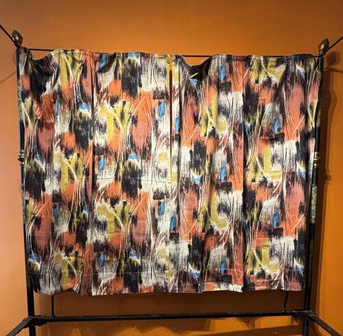 Pair of 1950s Abstract Print Cotton Sateen Curtains