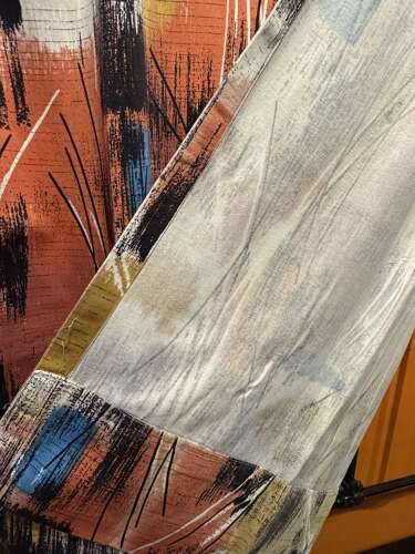 Pair of 1950s Abstract Print Cotton Sateen Curtains