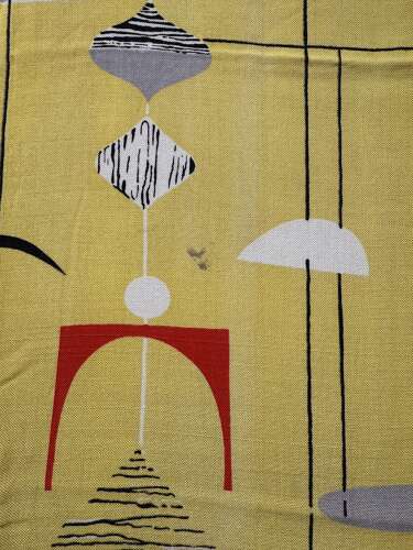 Rare Vintage Marian Mahler Yellow Mobiles Fabric, Designed 1950 for David Whitehead