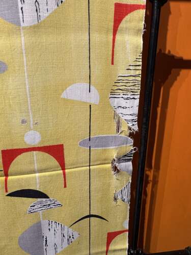 Rare Vintage Marian Mahler Yellow Mobiles Fabric, Designed 1950 for David Whitehead