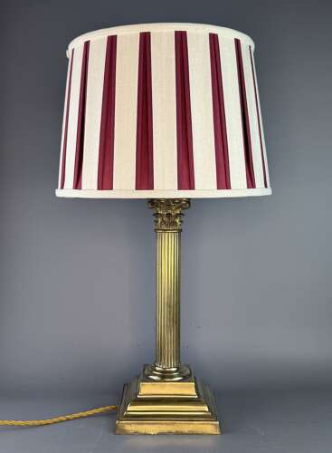 Antique Brass Corinthian Column Table Lamp