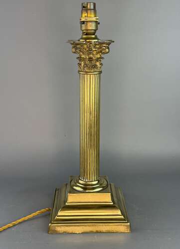 Antique Brass Corinthian Column Table Lamp