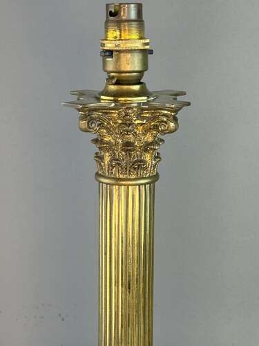 Antique Brass Corinthian Column Table Lamp