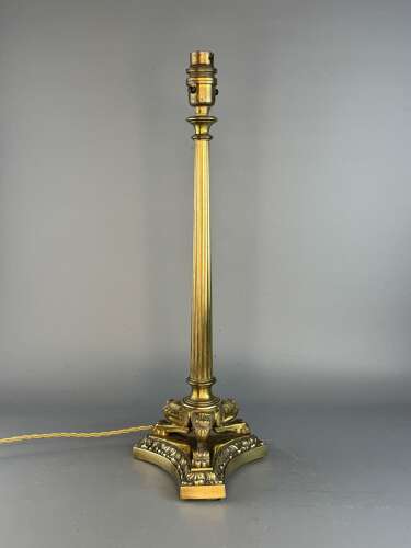 Antique Regency Style Brass Triform Lamp