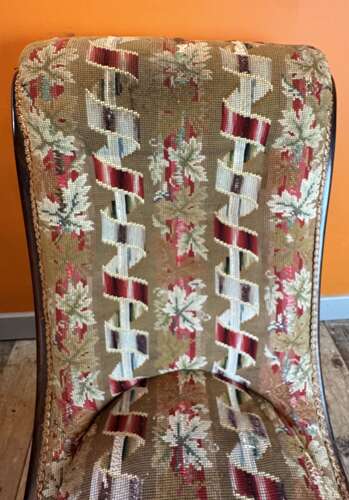Victorian Tapestry Upholstered Scroll Back Occasional Chair