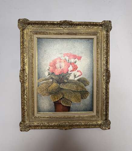 Charles E. Gelb Pen & Ink Still Life of Gloxinia