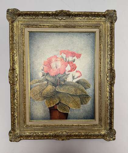 Charles E. Gelb Pen & Ink Still Life of Gloxinia