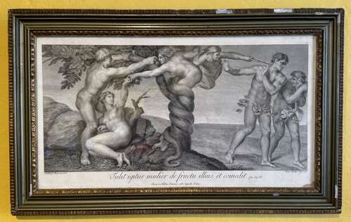Antonio Capellan after Michelangelo Adam & Eve Tasting the Forbidden Fruit Engraving 1772