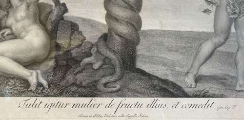 Antonio Capellan after Michelangelo Adam & Eve Tasting the Forbidden Fruit Engraving 1772