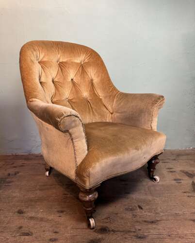 Victorian Button Back Armchair for Recovering
