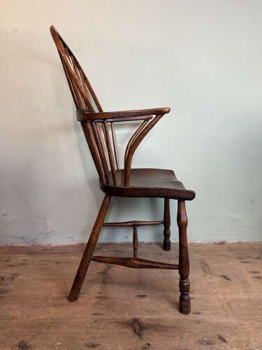 19th Century Ash & Elm Comb-back Elbow Chair