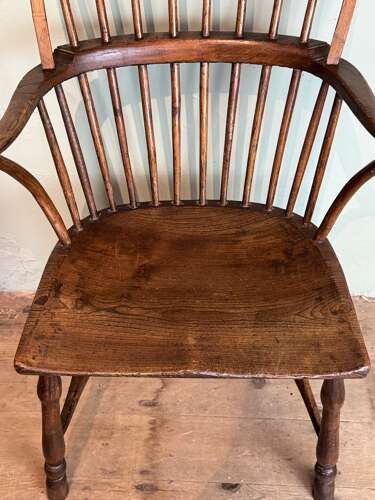19th Century Ash & Elm Comb-back Elbow Chair