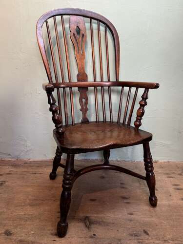 19th Century Ash & Elm Hoop Back Windsor Elbow Chair