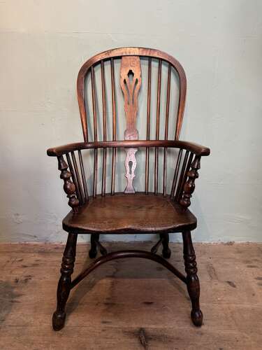 19th Century Ash & Elm Hoop Back Windsor Elbow Chair