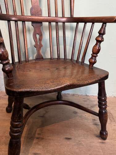 19th Century Ash & Elm Hoop Back Windsor Elbow Chair