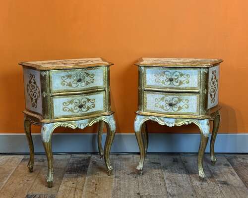 Pair of Vintage Italian Florentine Bedside Chests
