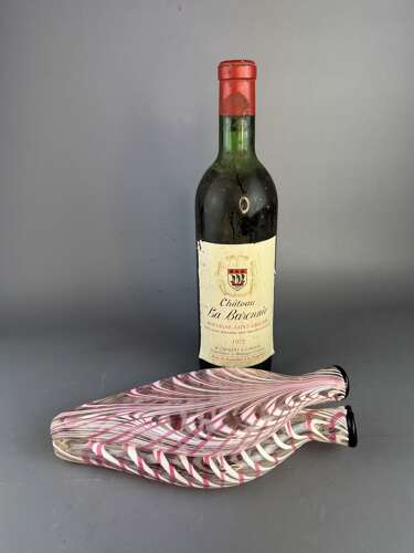 Large Nailsea Latticino Glass Double Gimmel Flask