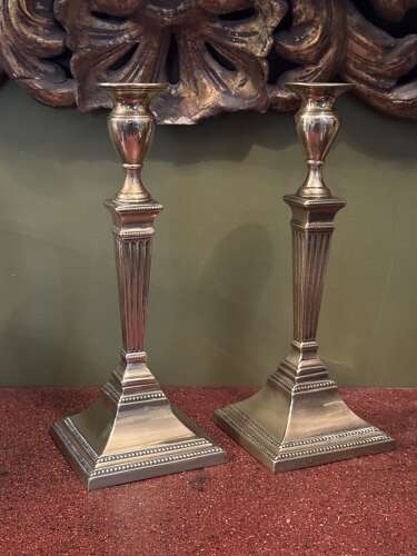 Pair of Georgian Brass Candlesticks in Neo-Classical Adam's Style